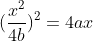 (\frac{x^{2}}{4b})^{2} = 4ax