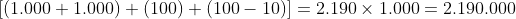 \overline{MMCXC}= [(1.000+1.000)+(100)+(100-10)]=2.190\times1.000=2.190.000