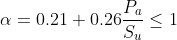 alpha = 0.21+0.26frac{P_a}{S_u}leq1