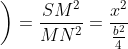 \bigg )=\frac{SM^2}{MN^2}=\frac{x^2}{\frac{b^2}{4}}