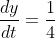 encontra dy /dt quando dy/dt for = 1/4 e x = 0 Gif