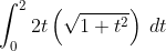 \int _0^22t\left(\sqrt{1+t^2}\right)\:dt