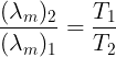 \large \frac {(\lambda_m)_2}{(\lambda_m)_1}=\frac {T_1}{T_2}