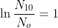 \ln \frac{N_{10}}{N_{o}}=1