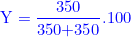 \small {\color{Blue} \textup{\textup{Y}}=\frac{\textup{350}}{\textup{350+350}}.100}