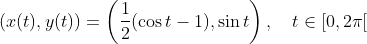 (x(t), y(t)) = \left( \frac{1}{2}(\cos t - 1), \sin t\right), \quad t \in [0, 2\pi[