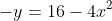 \rightarrow \; -y=16-4x^{2}
