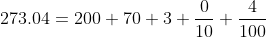 273.04=200+70+3+frac{0}{10}+frac{4}{100}