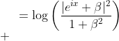 http://latex.codecogs.com/gif.latex?\begin{align*}%20\log(1+\alpha\cos%20x)%20&=\log\left(\frac{|e^{ix}+\beta|^2}{1+\beta^2}\right)\\%20&=-\log(1+\beta^2)+2\log|e^{ix}+\beta|\\%20&=-\log(1+\beta^2)+2\log|1+\beta%20e^{-ix}|\\%20&=-\log(1+\beta^2)+2\mathrm{Re}\log(1+\beta%20e^{-ix})\\%20&=-\log(1+\beta^2)+2\mathrm{Re}\sum_{n=1}^{\infty}\frac{(-1)^{n-1}\beta^n}{n}\,e^{-inx}\\%20&=-\log(1+\beta^2)+2\sum_{n=1}^{\infty}\frac{(-1)^{n-1}\beta^n}{n}\,\cos%20nx%20\end{align*}