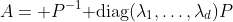A= P^{-1}{\rm diag}({\lambda_1},\ldots,{\lambda_d})P