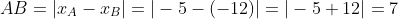 AB=|x_A-x_B|=|-5-(-12)|=|-5+12|=7