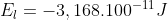 E_{l}=-3,168.100^{-11}J