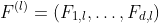 F^{(l)}=(F_{1,l},\ldots,F_{d,l})