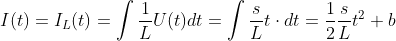 I(t)=I_L(t)=\int\frac{1}{L}U(t)dt=\int \frac{s}{L}t\cdot dt=\frac{1}{2}\frac{s}{L}t^2+b