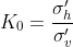 K_{0}=frac{sigma '_{h}}{sigma '_{v}}