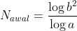 N_{awal} = \frac{\log b^2}{\log a}