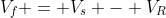 V_f = V_s - V_R\; \; \; \; (Eqn\: 1)