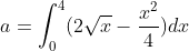 a = \int_{0}^{4}(2\sqrt{x} - \frac{x^{2}}{4})dx