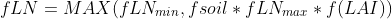 \fn_jvn fLN=MAX(fLN_{min},fsoil*fLN_{max}*f(LAI))