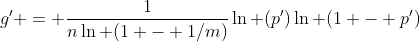 g' = \frac{1}{​{n\ln (1 - 1/m)}}\ln (p')\ln (1 - p')