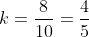 k=\frac{8}{10}=\frac{4}{5}