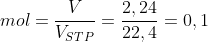 rumus mol pada keadaan STP, volume dibagi volume STP