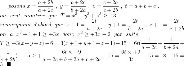 simple!!! Gif.latex?posons~x=\frac{a+2b}{a+2c}~,~y=\frac{b+2c}{b+2a}~,~z=\frac{c+2a}{c+2b}~,~t=a+b+c~