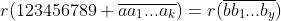 r(123456789+\overline{aa_1...a_k})=r(\overline{bb_1...b_y})