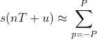 \tiny \dpi{200} s(nT+u)\approx\sum_{p=-P}^P s((n-p)T)\mathrm{sinc}(u/T+p),