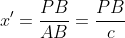 x'=\frac{PB}{AB}=\frac{PB}{c}