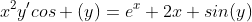 http://latex.codecogs.com/gif.latex?x^2{y}'cos%20(y)=e^x+2x%20sin(y)