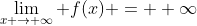 	\lim_{x \to \infty} f(x) = +\infty