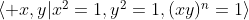 $\left\langle x,y|x^2=1,y^2=1,(xy)^n=1\right\rangle$