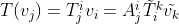 $T(v_j)=T^i_jv_i=A^i_j\tilde{T}^k_i\tilde{v_k}$
