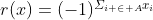 $r(x)=(-1)^{\varSigma_{i \in A}x_i}$