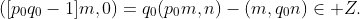 ([p_0q_0-1]m,0)=q_0(p_0m,n)-(m,q_0n)\in\mathcal Z.