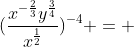(\frac{x^{-\frac{2}{3}}y^\frac{3}{4}}{x^\frac{1}{2}})^{-4} = 