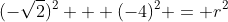 (-\sqrt{2})^2 + (-4)^2 = r^2