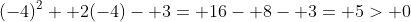 (-4)^2+ 2(-4)- 3= 16- 8- 3= 5> 0