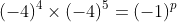 (-4)^4\times(-4)^5=(-1)^p