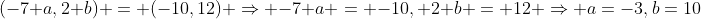 (-7+a,2+b) = (-10,12) \Rightarrow -7+a = -10, 2+b = 12 \Rightarrow a=-3,b=10