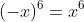 (-x)^{6}=x^{6}