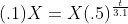 (.1)X=X(.5)^\frac{t}{3.1}