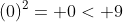(0)^2= 0< 9