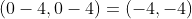 (0-4,0-4)=(-4,-4)