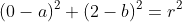 (0-a)^2+(2-b)^2=r^2