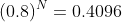 (0.8)^N=0.4096