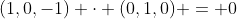 (1,0,-1) \cdot (0,1,0) = 0