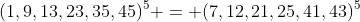(1,9,13,23,35,45)^5 = (7,12,21,25,41,43)^5