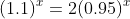 (1.1)^x=2(0.95)^x